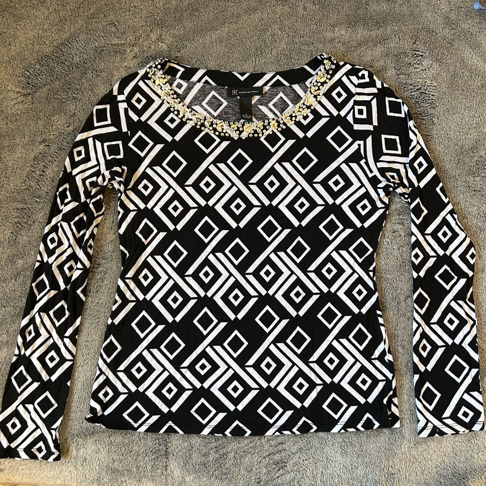 Geometric w/ Beaded Neckline INC. size L